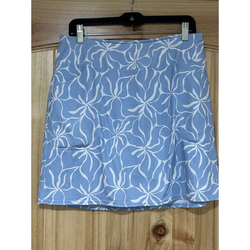 Jofit Women’s Skort White Light Blue Floral Print Stretch M Golf Tennis Athletic